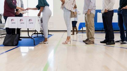 People standing in line to vote