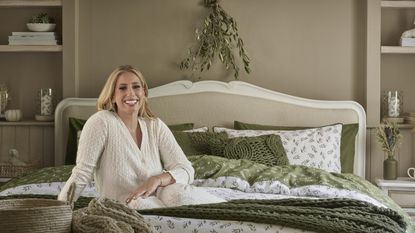 Stacey Solomon in her bedroom decorated with the homewares from her George Home collection