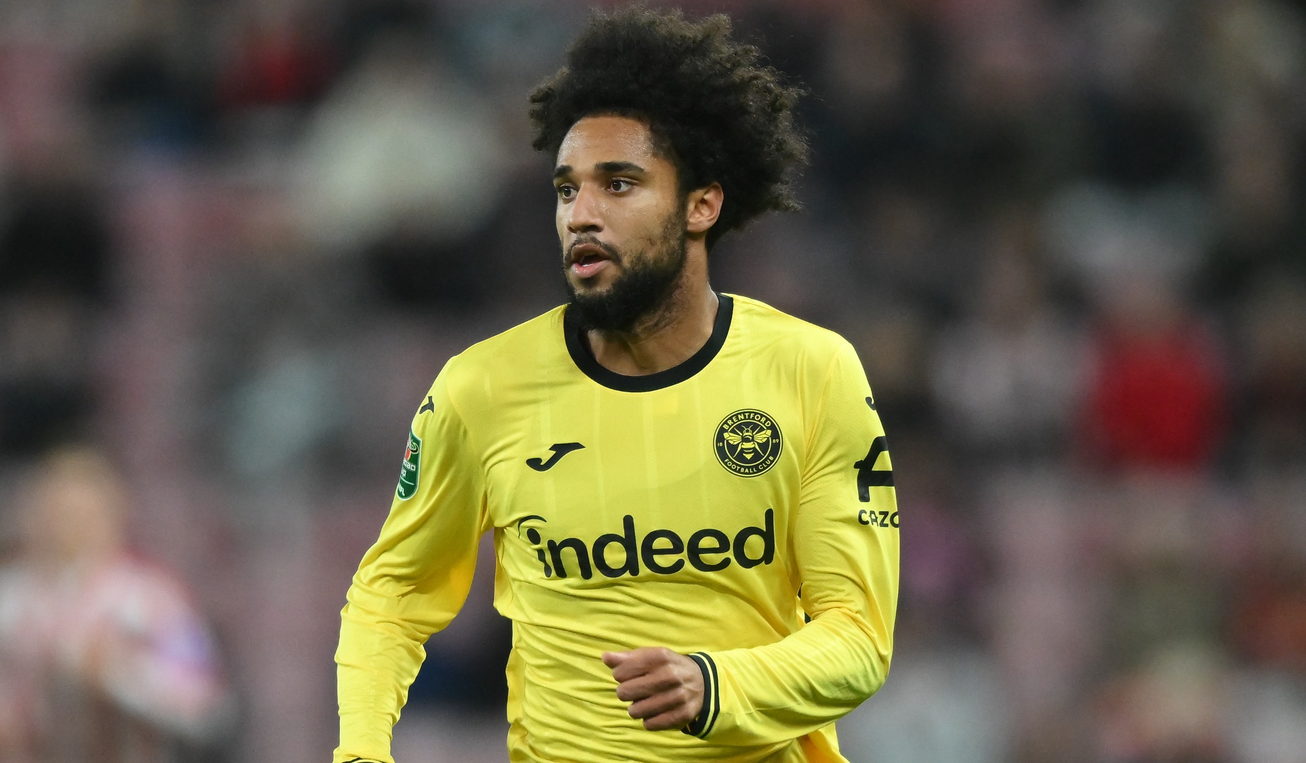 Kevin Schade of Brentford FC during the Carabao Cup Round of 16 match between Sunderland and Brentford at the Stadium of Light in Sunderland, on October 28, 2026