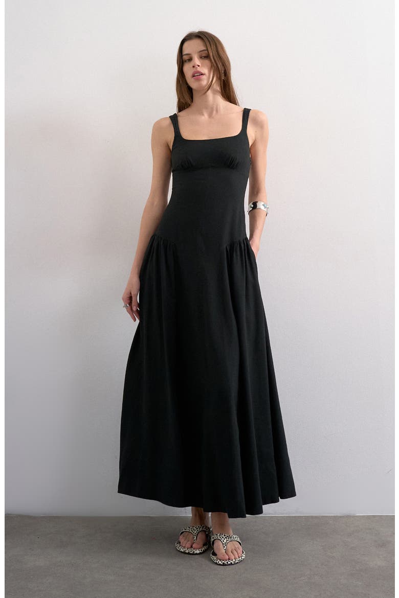 Gathered Fit &amp;amp; Flare Maxi Dress
