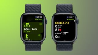 Screenshots of the Workout app on Apple Watch