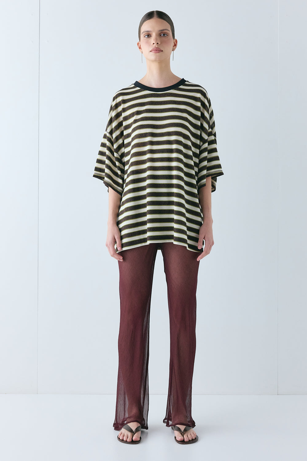 Remi Sheer Pants Burgundy