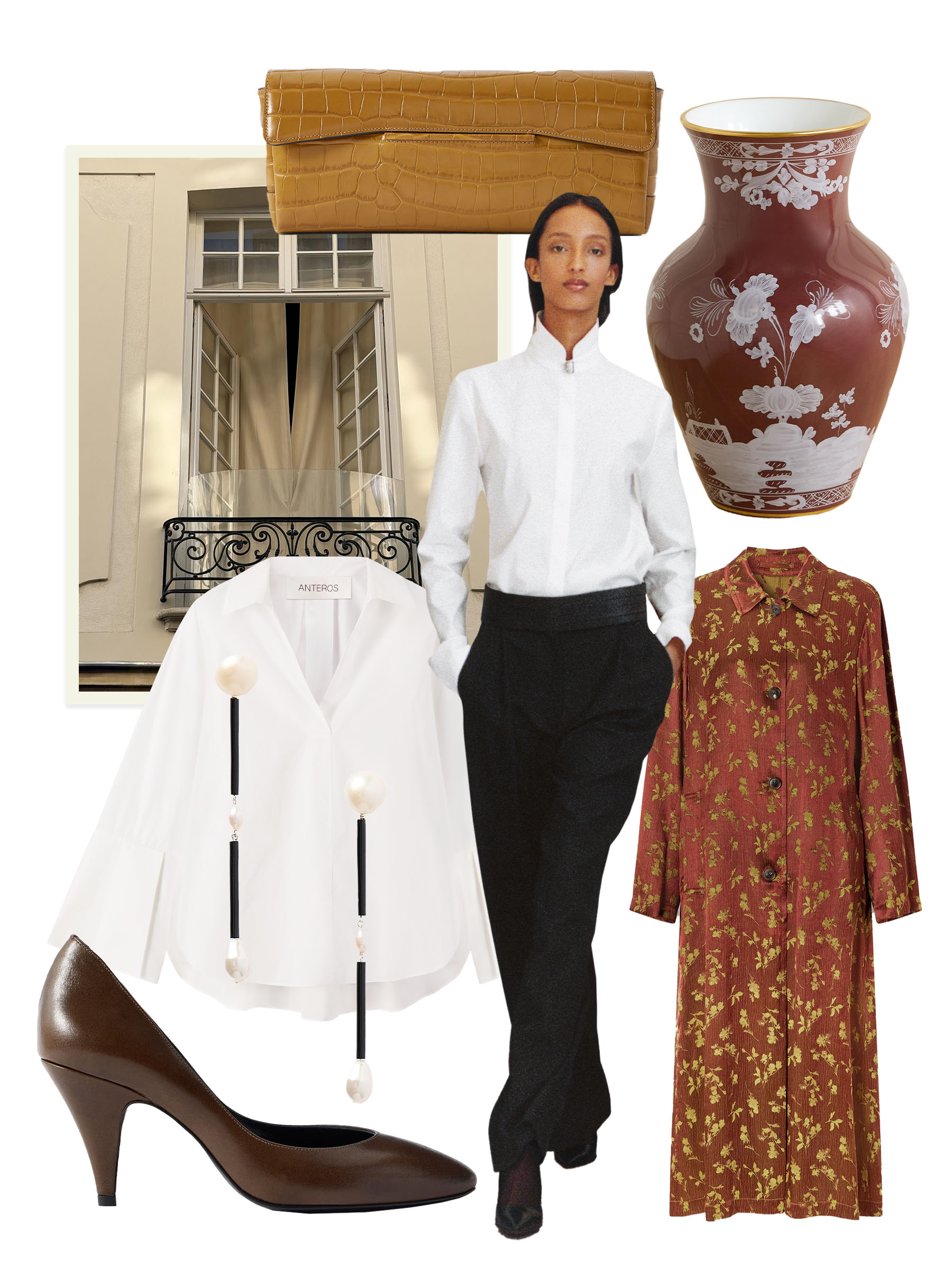 a collage curation of fashion and home products