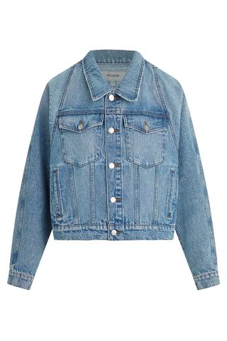 Raglan-Sleeve Boxy Denim Jacket