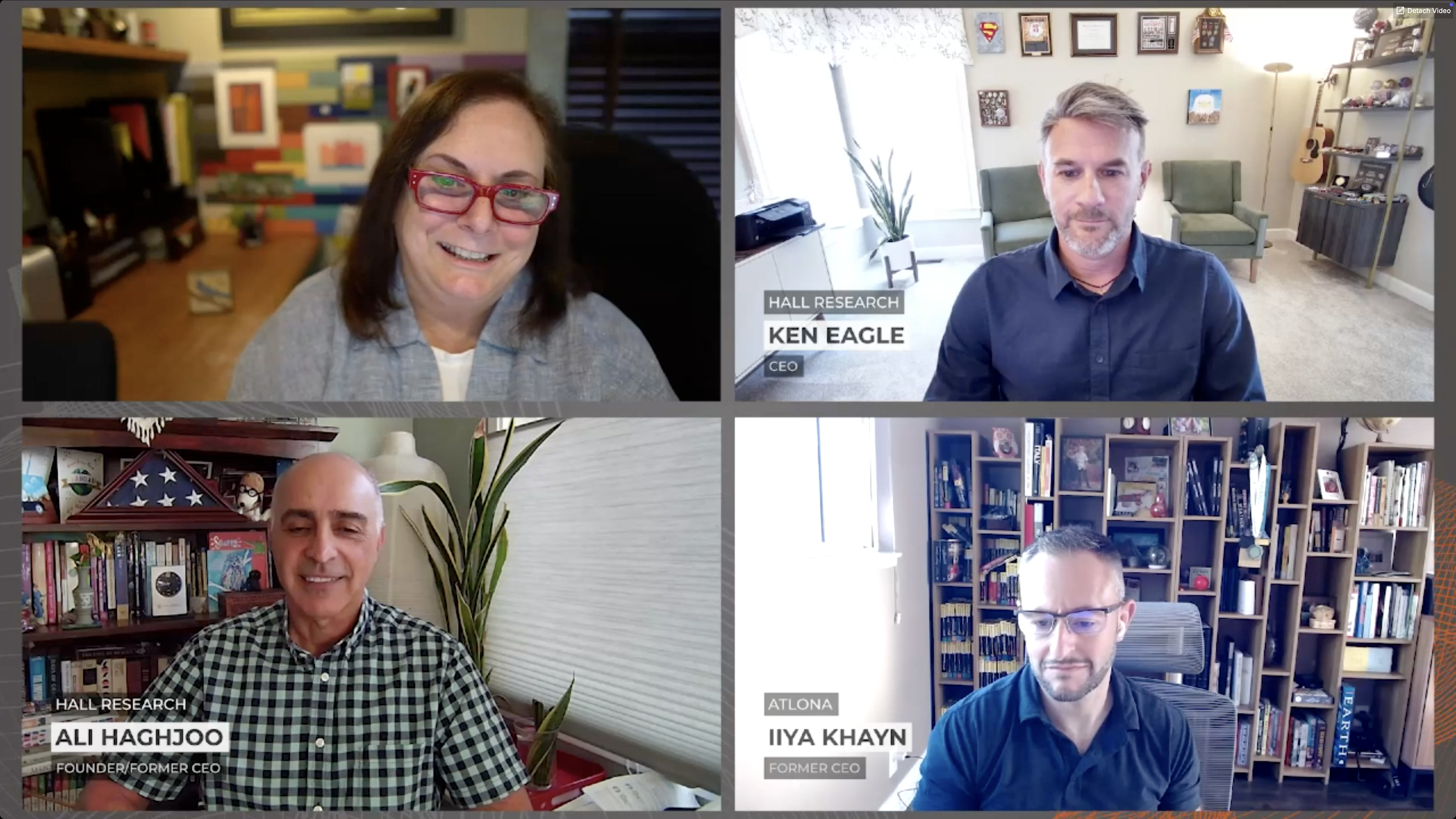 Cindy Davis brought together three CEOs:  Ali Haghjoo, the founder and former CEO of Hall Research; Ilya Khayn, the former CEO of Atlona; and Ken Eagle, the current CEO of Hall Research. 