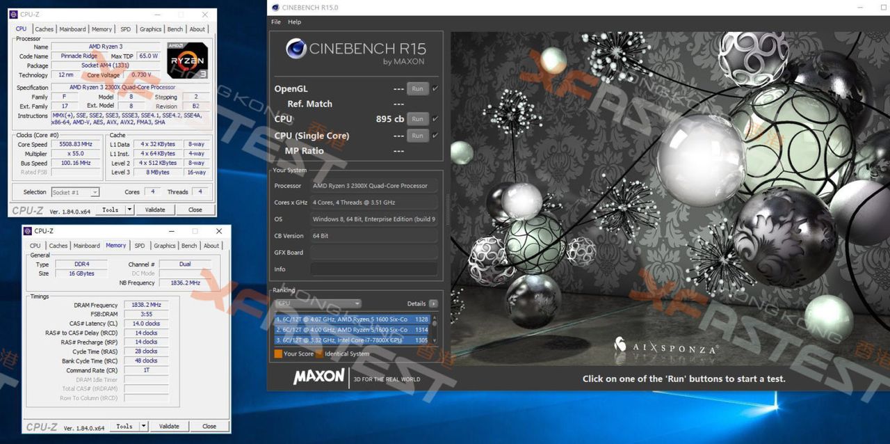 AMD Ryzen 3 2300X overclocked mulit-core test (Image Credit: XFastest)