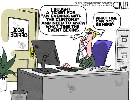 Political cartoon U.S. An evening with the Clintons tour tickets