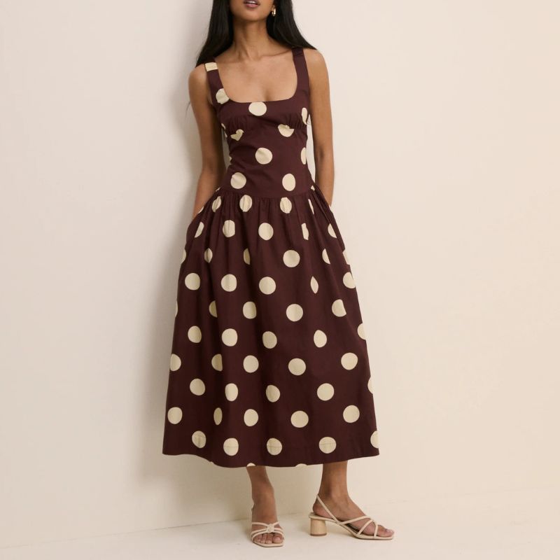 Nobody's Child , Polka Dot Panelled Soraya Midi Dress