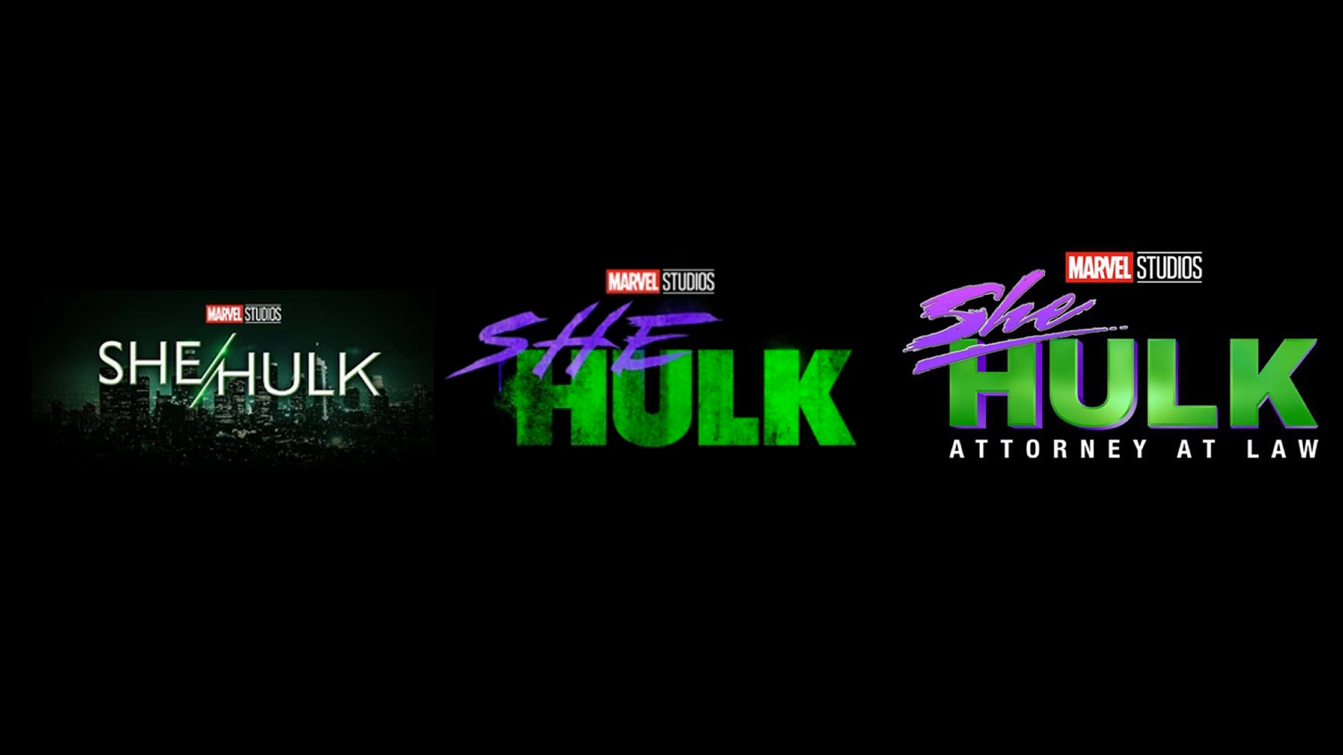 A comparison between the three She-Hulk logos