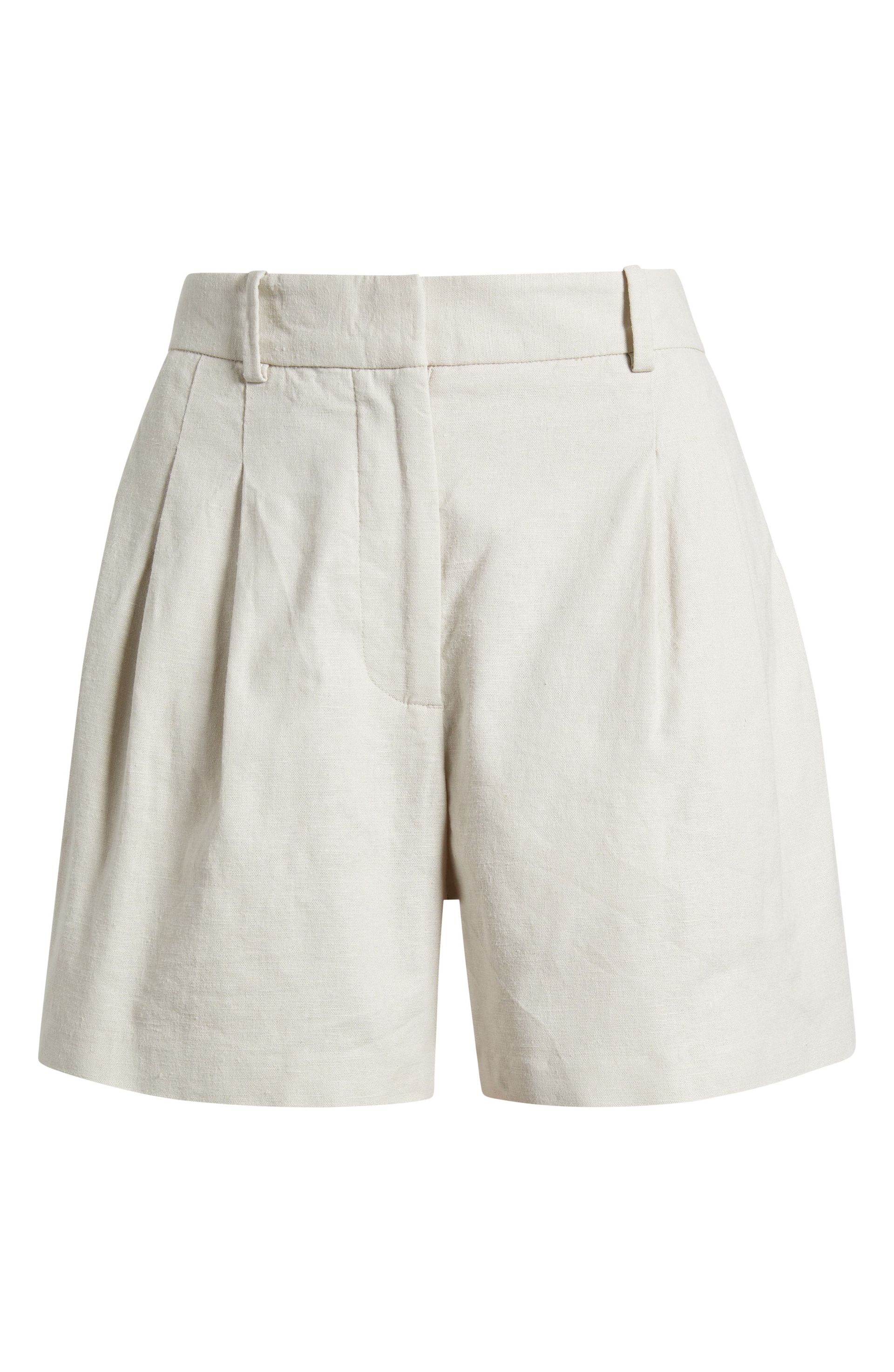 Open Edit, Everyday Pleated Linen Blend Shorts