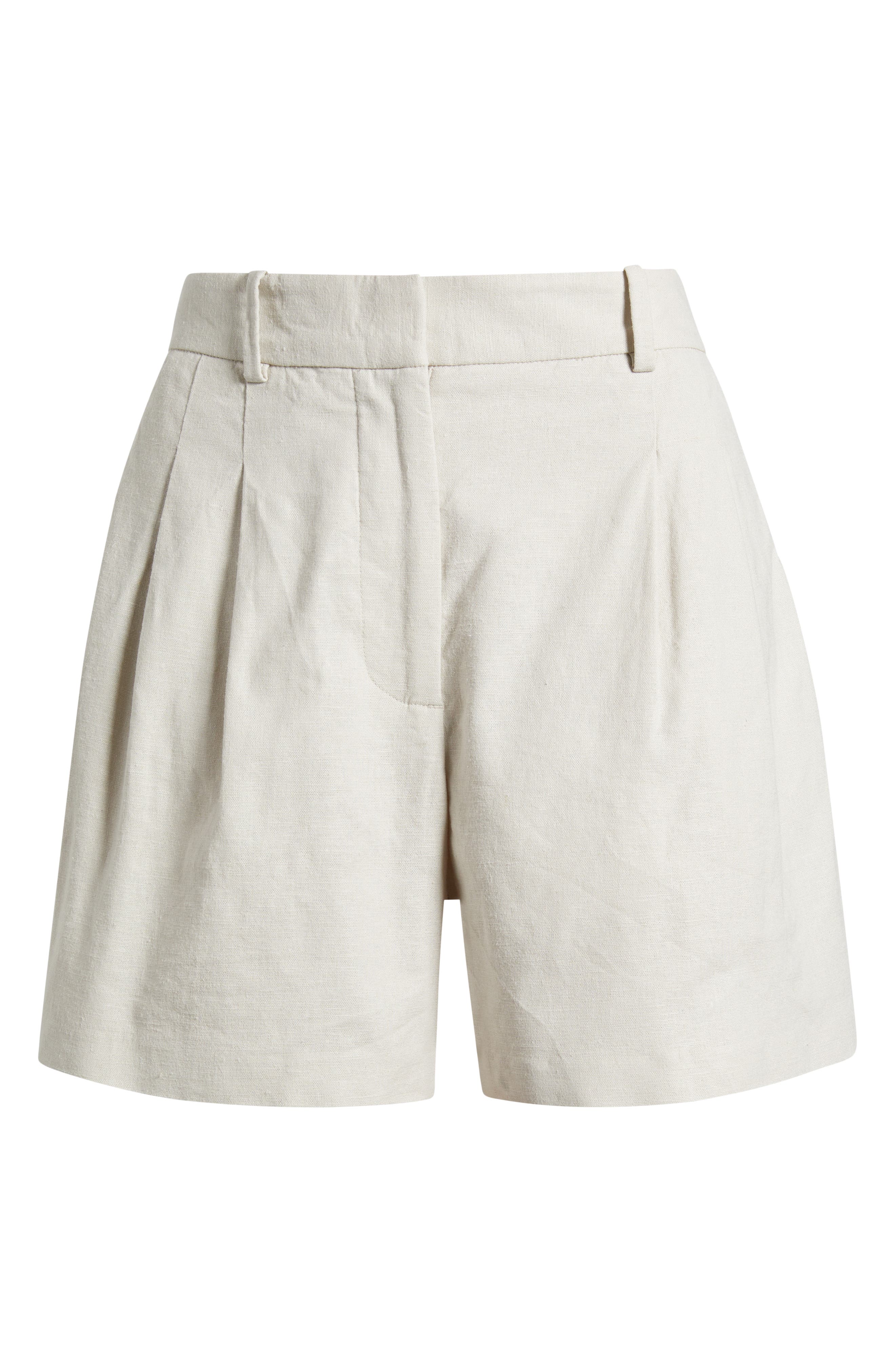 Open Edit, Everyday Pleated Linen Blend Shorts
