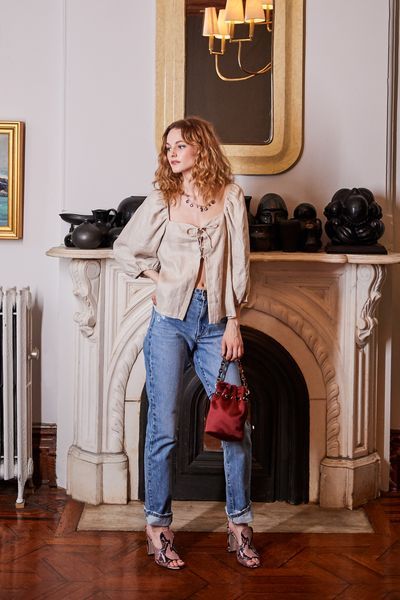 Jeans, Clothing, Denim, Fashion, Shoulder, Room, Standing, Footwear, Textile, Waist,