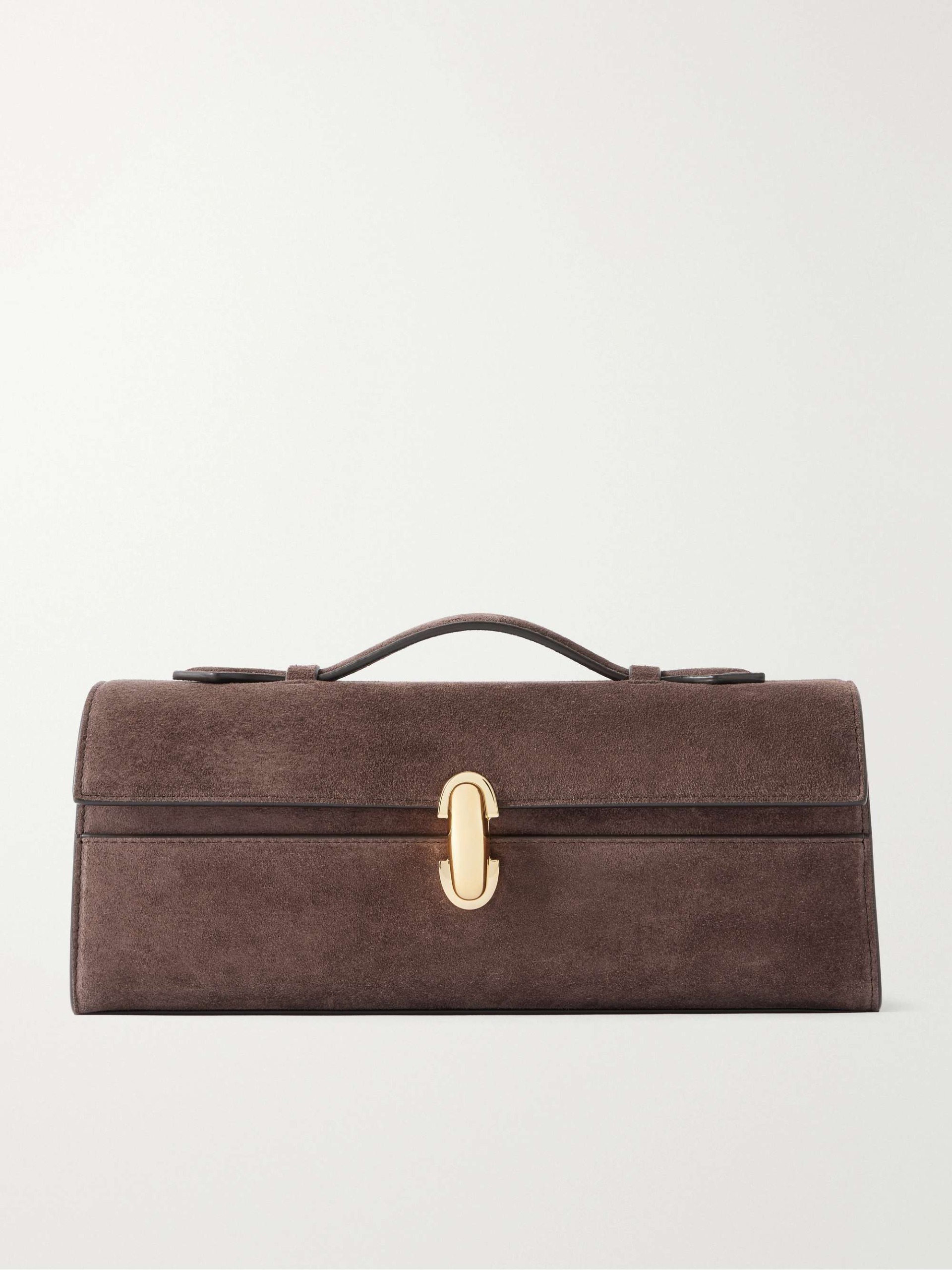 Slim Pochette Leather-Trimmed Suede Tote