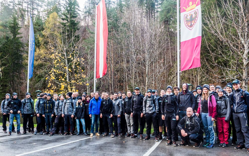 The Bora-Hansgrohe riders and staff gathered in East Tyrol