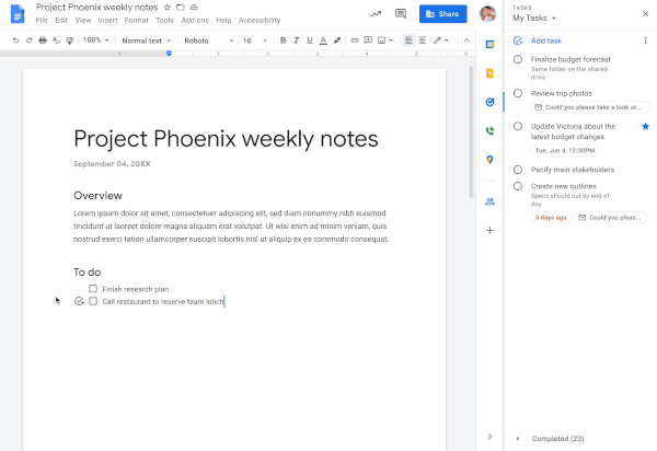 Google Docs update helps everyone stay on task