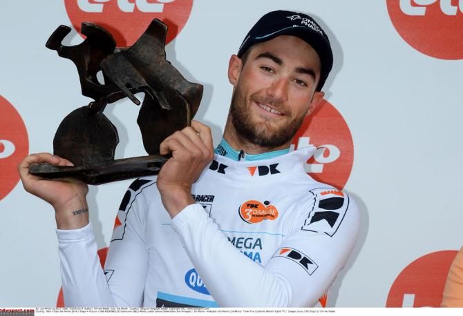 Guillaume van Keirsbulck (Omega Pharma-QuickStep) on the podium at de Panne