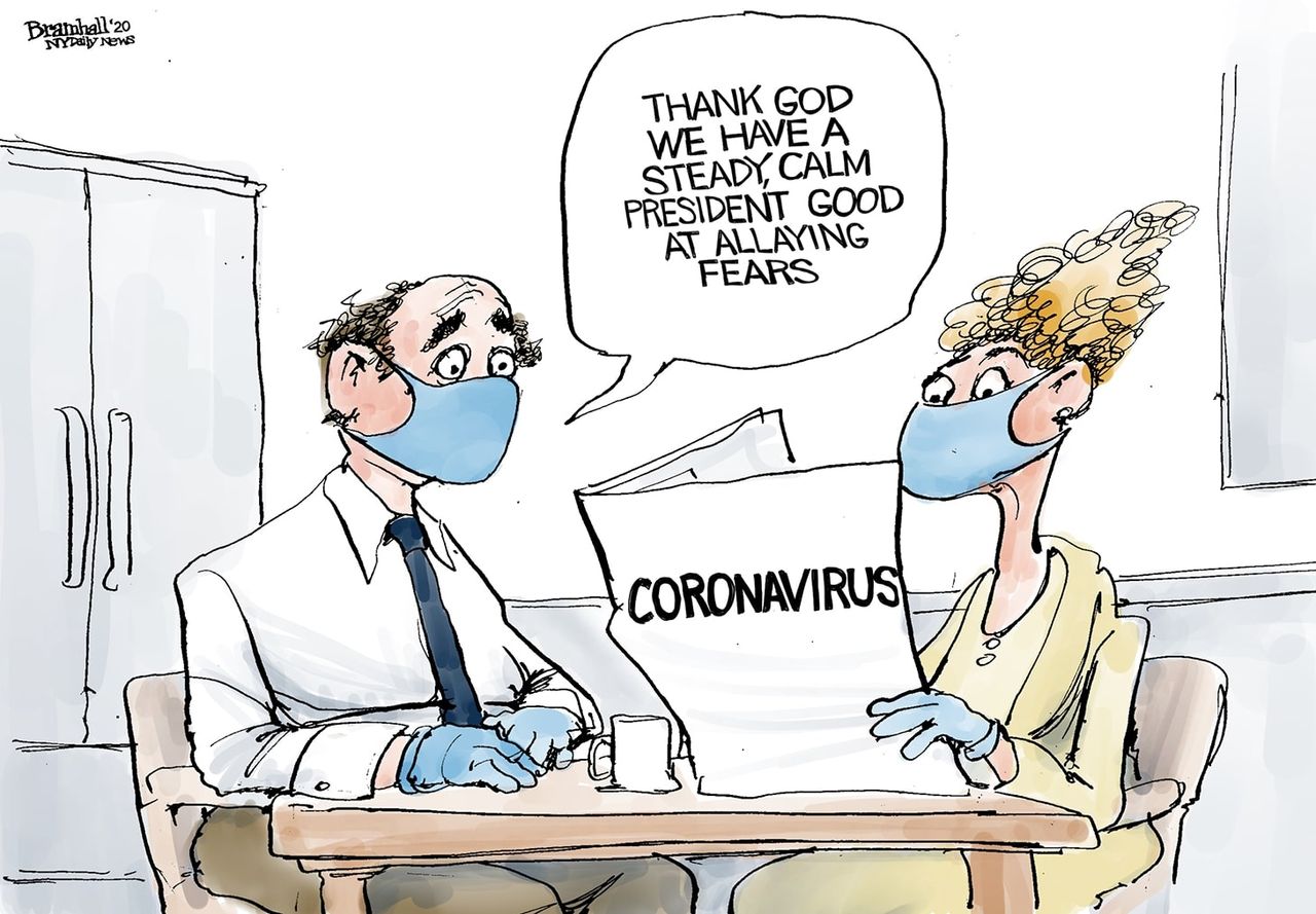 Political Cartoon U.S. Trump Coronavirus American public fear presidential