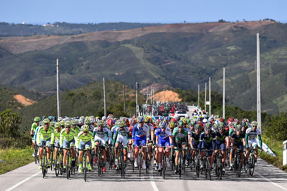 The peloton makes maximum usage out of the road