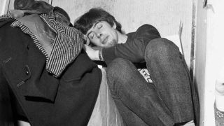 John Mayall asleep in his band’s dressing room in early 1966