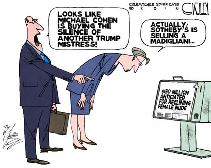 Political cartoon U.S. Michael Cohen hush agreement Trump Sotheby's