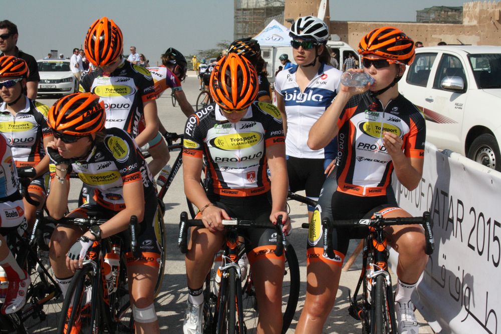 On the startline at the Ladies Tour of Qatar