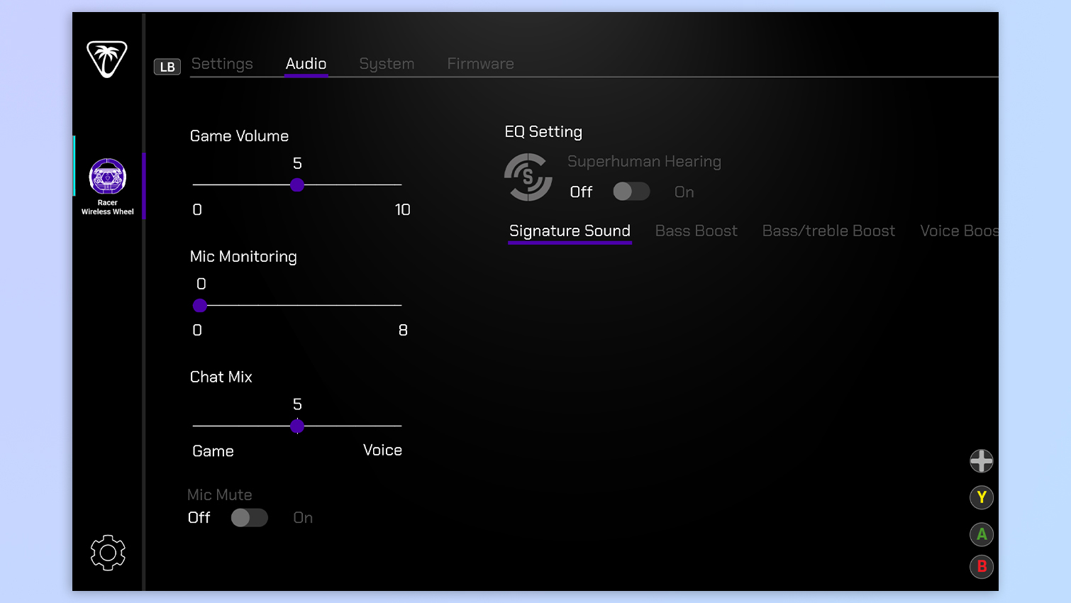 A screenshot of Turtle Beach Control Center 2