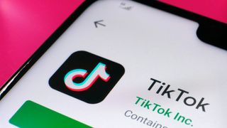 The TikTok logo on an application store accessed from a smartphone