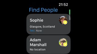 "FInd People" app on Apple Watch