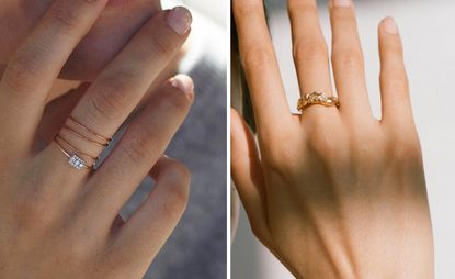 affordable engagement rings on fingers