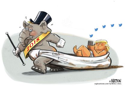 Political cartoon U.S. Trump tweets 2018 GOP loyalty