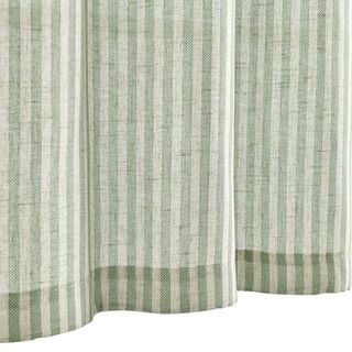 TOPICK Spring Green Striped Small Curtains