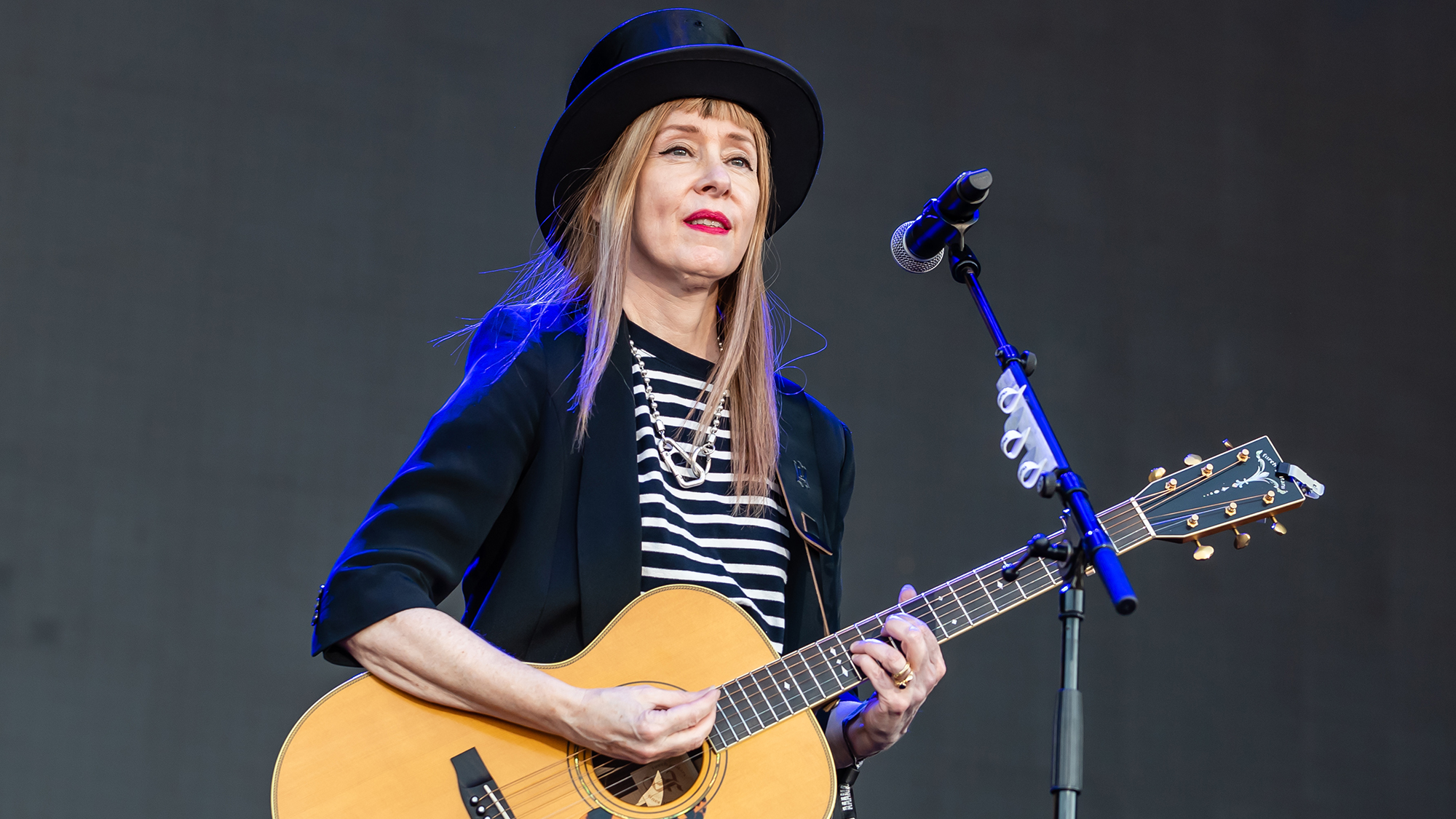 Suzanne Vega onstage at the Pohoda Festival 2023 at Airport Trencin. Pohoda festival is the biggest open-air summer music festival in Slovakia.