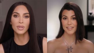 Kim and Kourtney in confessionals on The Kardashians.