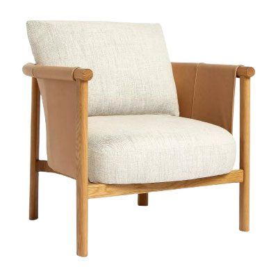 leather and wood modern armchair