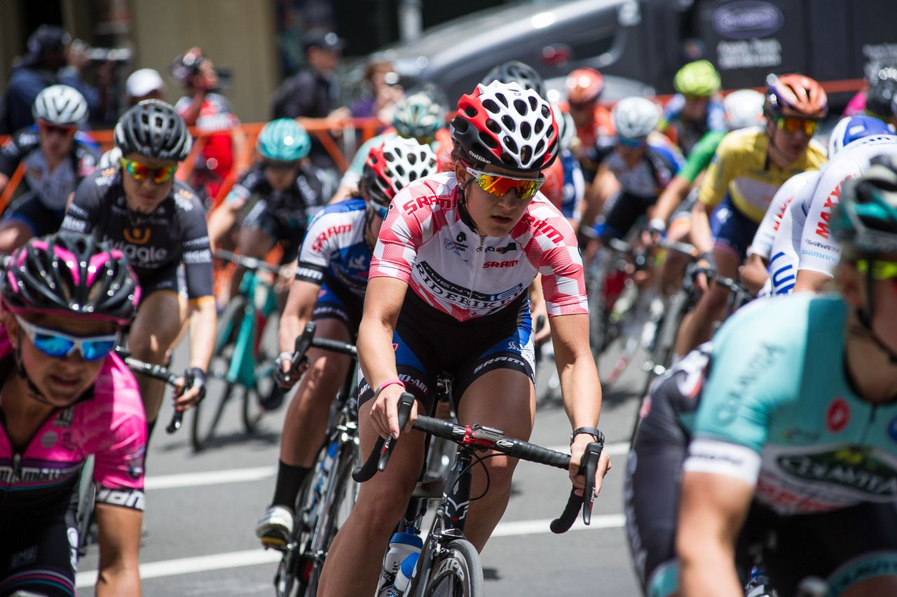 Chloe Dygert (Twenty 16) held onto the best young rider jersey
