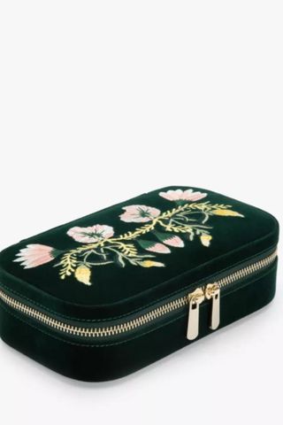 Wolf Zoe Velvet Embroidered Jewellery Box