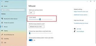 Windows 10 mouse settings on version 2004