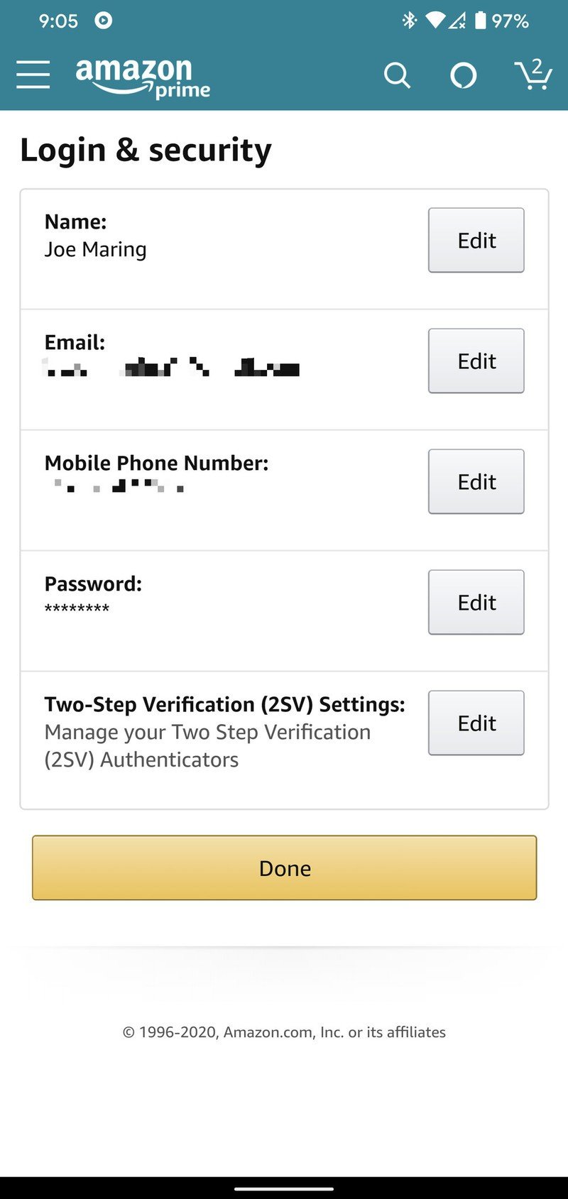 How to change your Amazon password