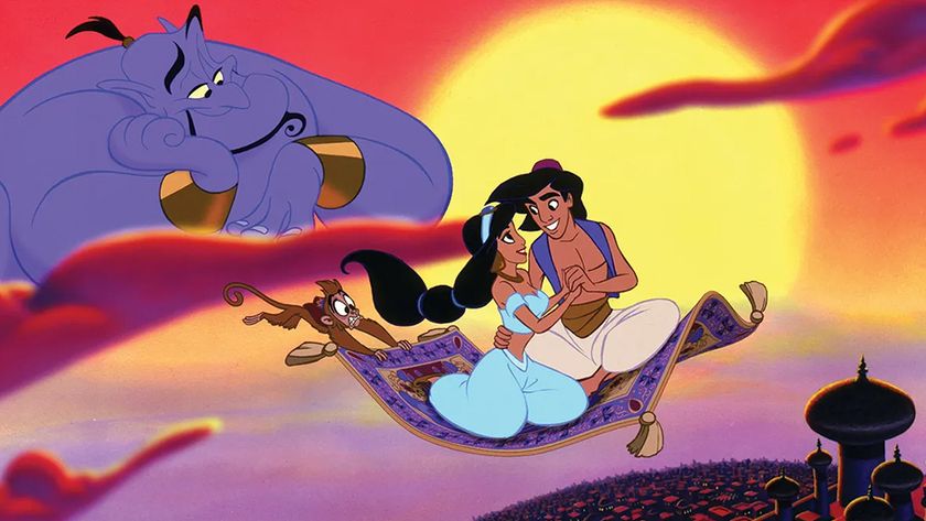 A scene from Disney&#039;s Aladdin showing red, blue and yellow colours