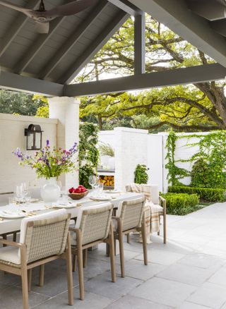 Patio with covering and dining space