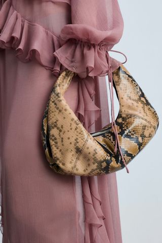 Mango Snake-effect leather bag