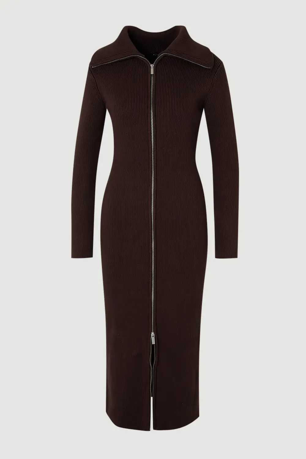 Karen Millen, Cotton Zip Through Collar Knitted Midi Dress
