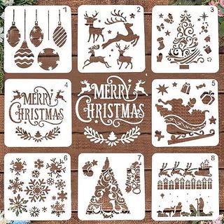 Lyper 5.1inch Christmas Stencils Reusable Santa Claus Snowmen Snowflakes Moose Template for Painting Diy Crafts Christmas Cards Window Glass Door Car Wood or Ornaments Diy Projects,christmas Gifts