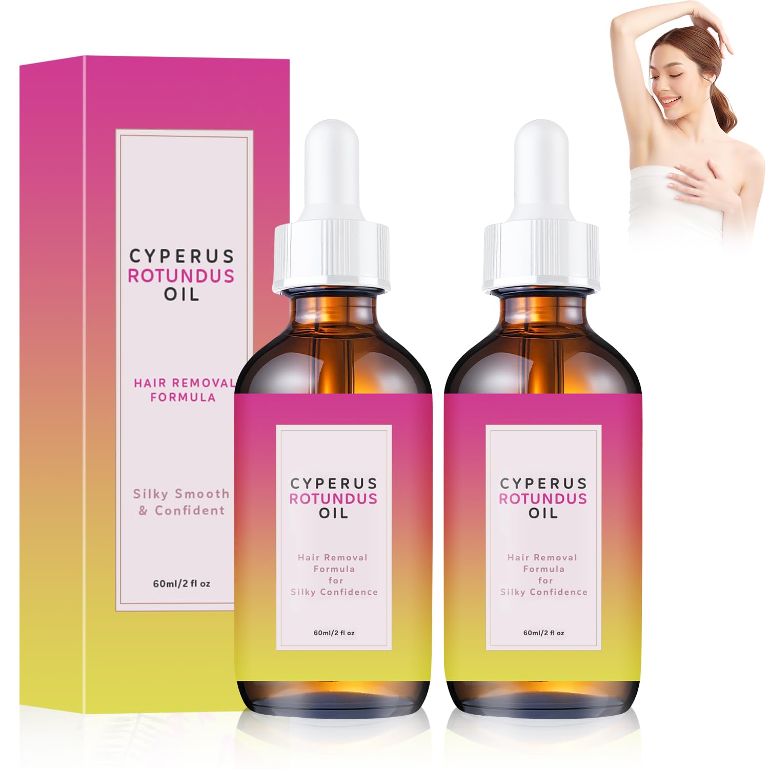 2pcs Cyperus Rotundus Oil, Natural Cyperus Rotundus Oil for Hair Remova Ideal for All Skin Types