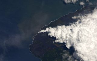 NASA astronaut Drew Feustel, commander of Expedition 56 on the International Space Station, captured this view of lava from Hawaii's Kilauea volcano entering the sea on Sunday, June 10, 2018.