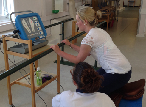 Physio: Working with Gemma and looking at my weight distribution on the foot plates, shown on the screen ahead of me