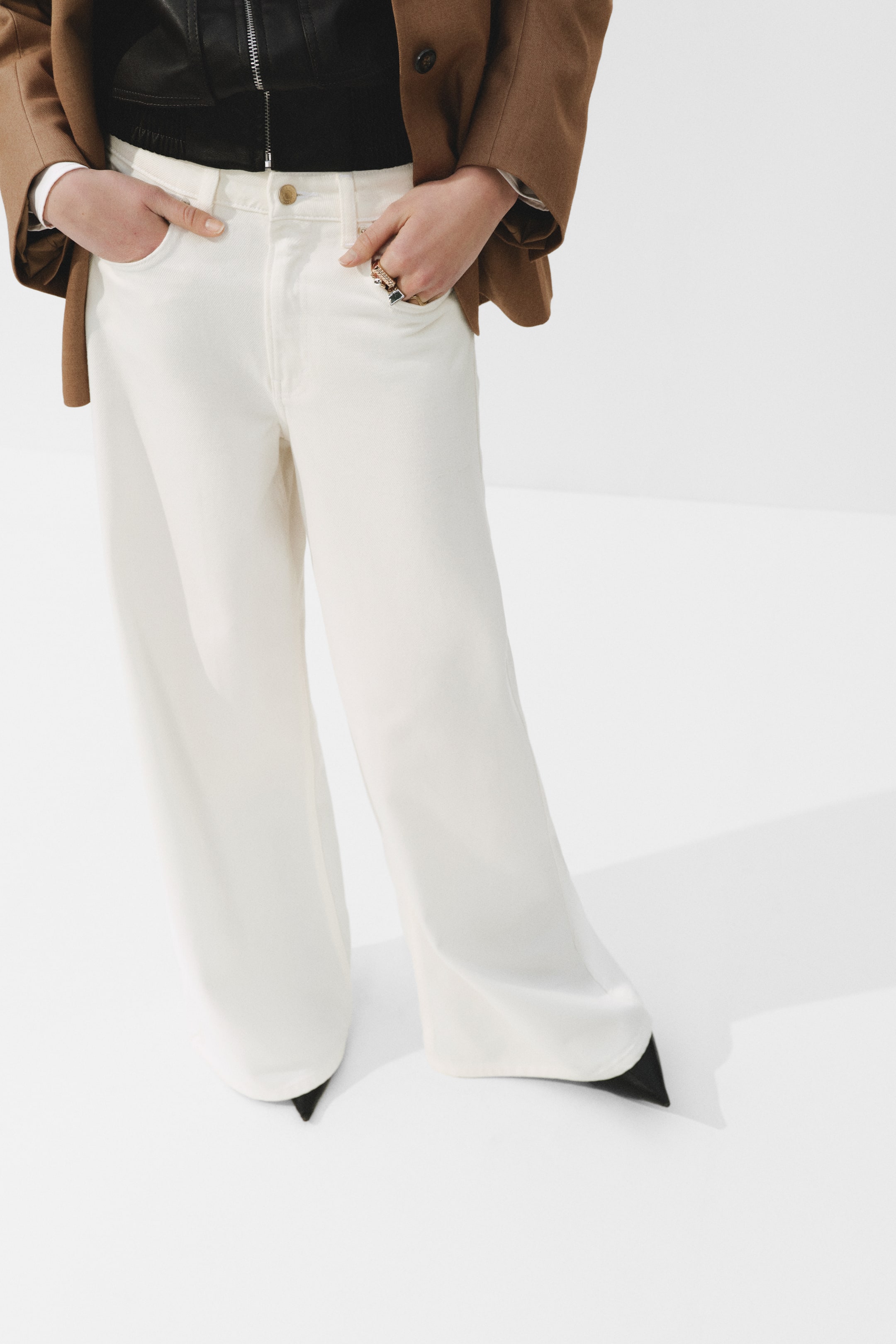 Wide High Waist Jeans - Dark Denim Blue