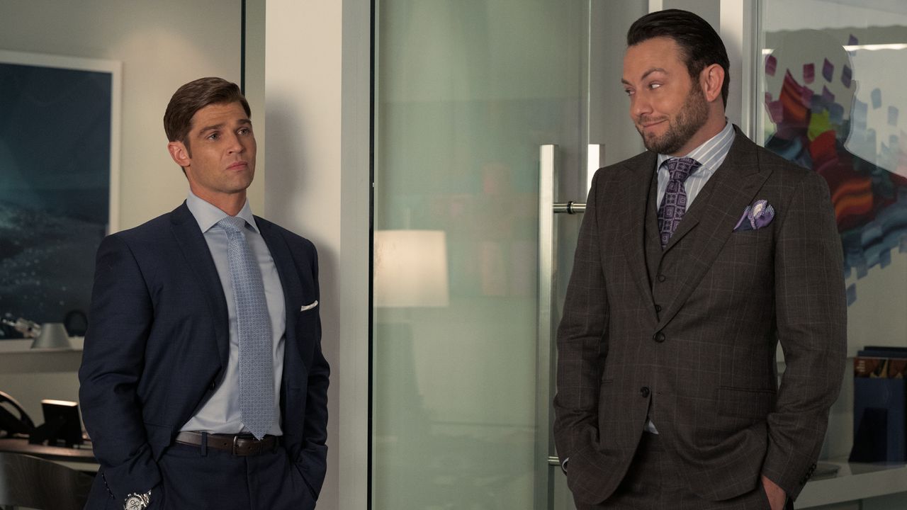 Mike Vogel as Cooper Connelly and Jonathan Sadowski as Devon in "Sex/Life" on Netflix.