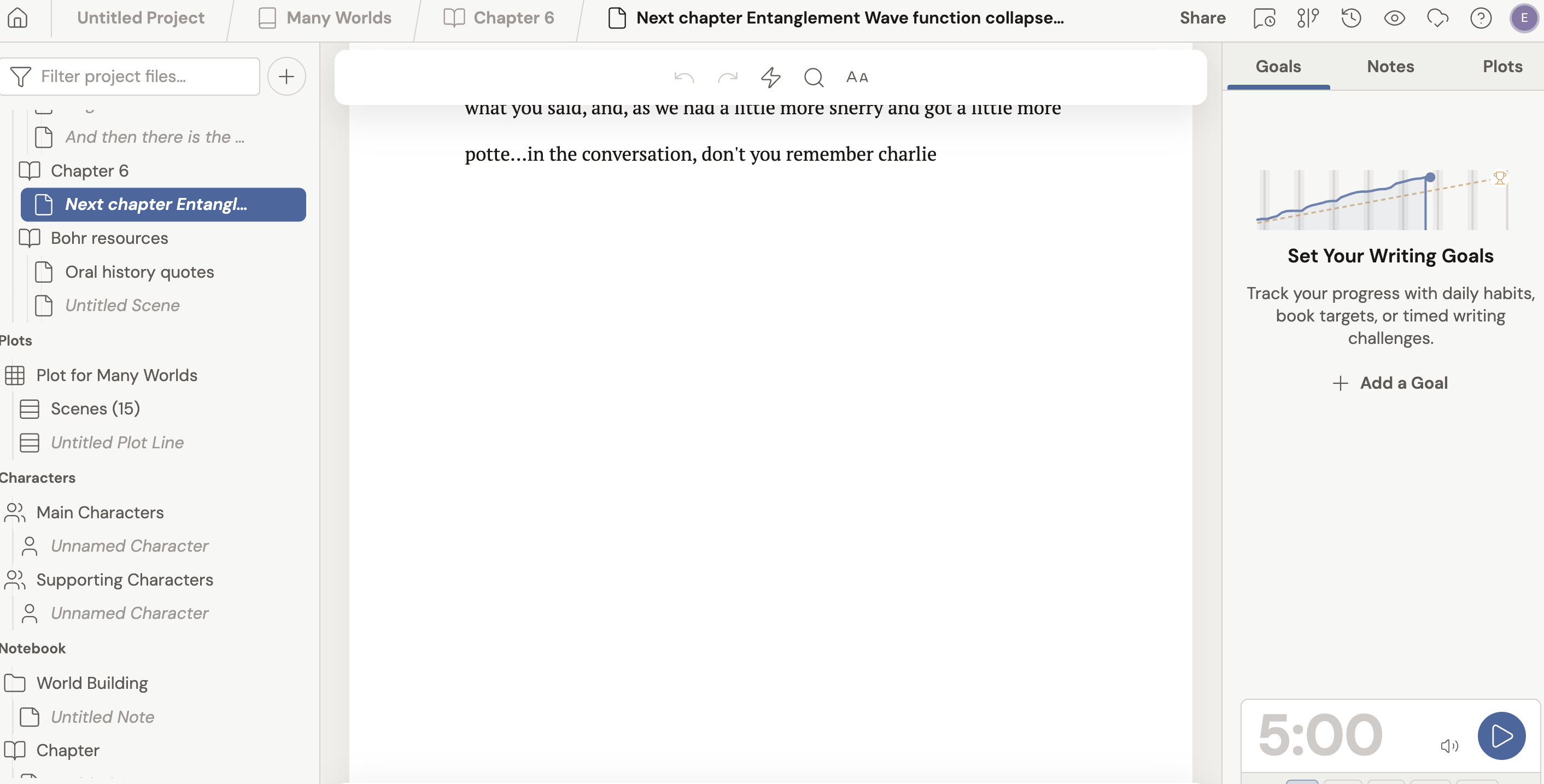 A screenshot of the layout in Dabble