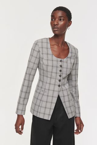 Daphne Scoop Neck Waisted Blazer